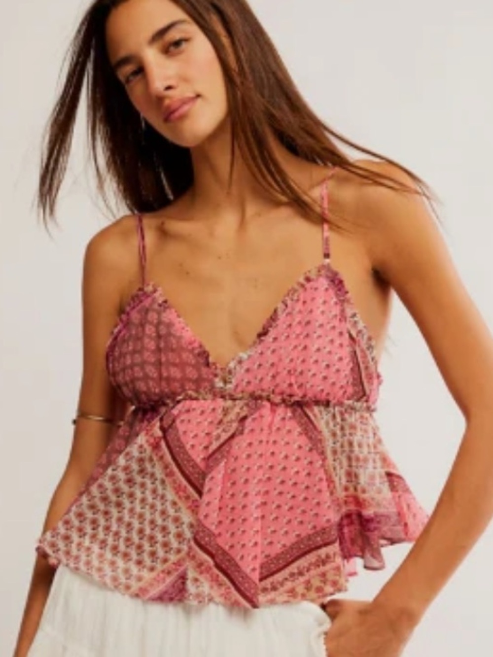 NWT Free People Alix Printed Tank / Confetti Combo Sz L